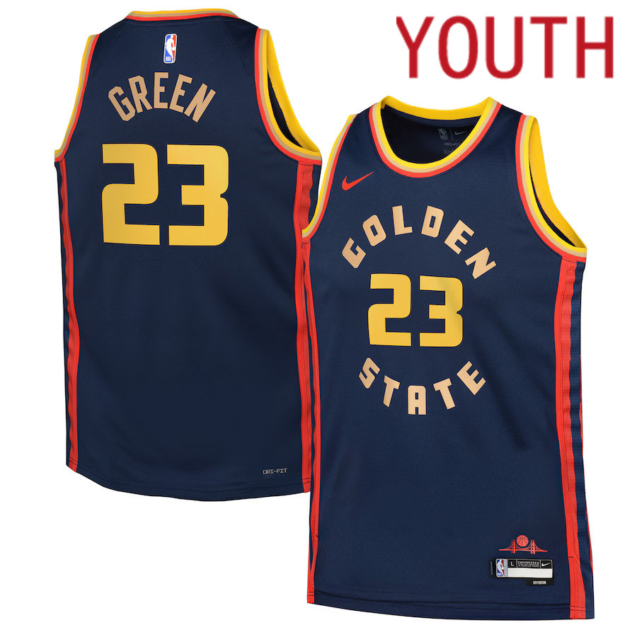 Youth Golden State Warriors #23 Draymond Green Nike Navy City Edition 2024-25 Swingman Player NBA Jersey->youth nba jersey->Youth Jersey